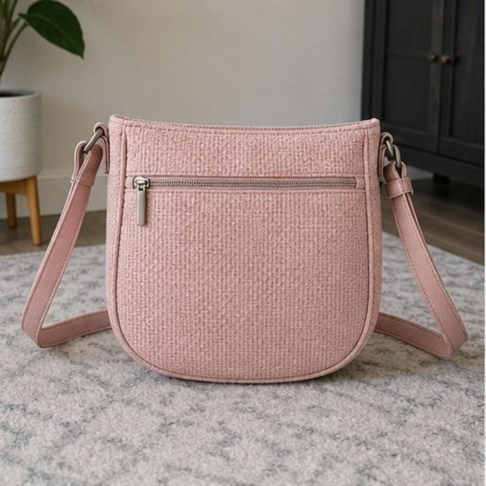 Blush Woven Crossbody Bag